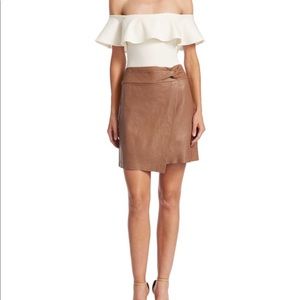 Halston Heritage Leather Skirt Brown SIZE 2 New